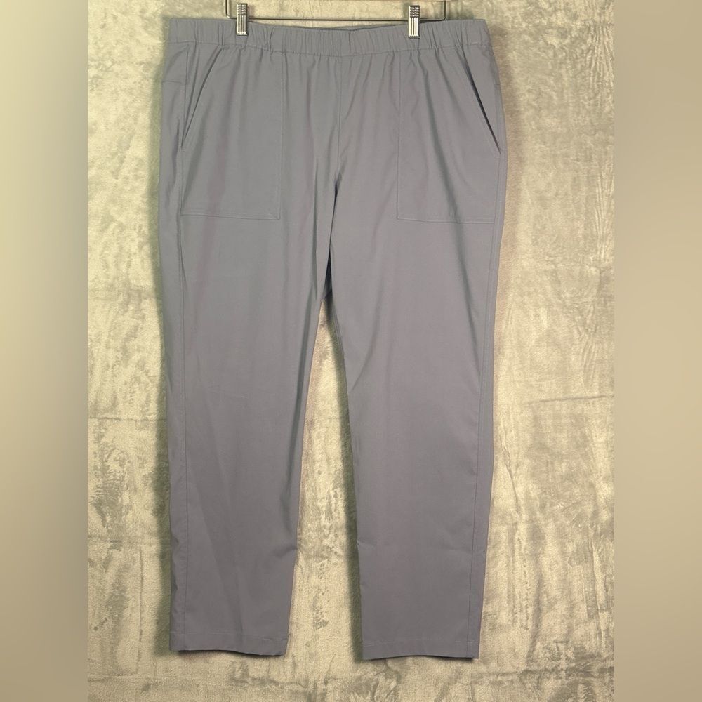 Eddie Bauer Women Periwinkle Gray Tapered Travel Pants Size XL